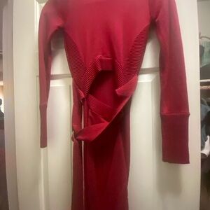 Elegant Red Knit Dress